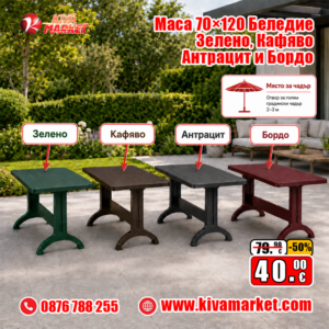 Градинска маса 70×120 см Беледие