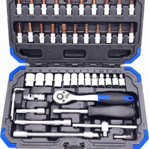 Комплект гедоре 46 части с тресчотка 1/4" – Chrome Vanadium стомана в здрав куфар