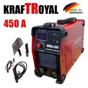 Професионален инверторен електрожен KRAFTROYAL – 450A, LCD дисплей, MMA, IGBT, Anti-Stick