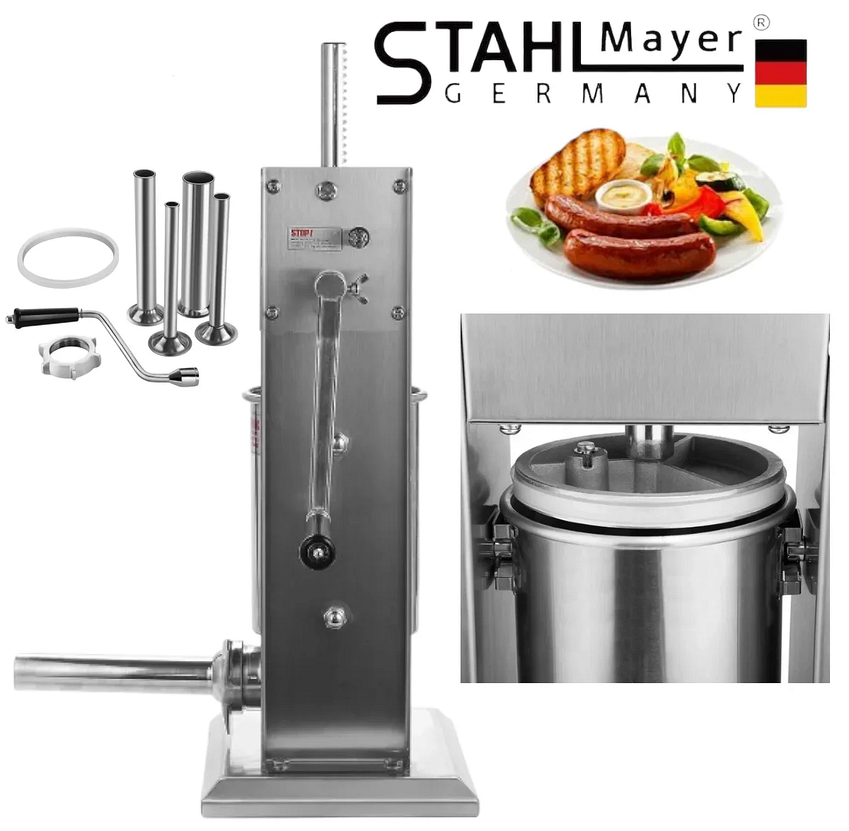 Професионална Пълначка за Месо, STAHLMAYER – 5 литра, неръждаема стомана - Image 4